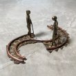 画像1: 【29cm×18cm×13cm】UNKNOWN ハンドメイド メタルアート 鉄道 作業員■ビンテージ アンティーク レトロ アメリカ雑貨 インテリア 人物 (1)