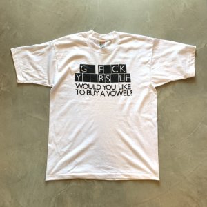 画像: 【L】90s-2000s「G〇 F〇CK Y〇〇R S〇LF」プリントTシャツ 白黒■ビンテージ オールド アメリカ古着 シングルステッチ フルーツ