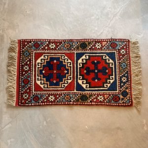 画像: 【59cm×100cm】デッドストック トルコ トライバルラグ ウールカーペット 総柄■インテリア マット エスニック 中東 絨毯 未使用 No.2