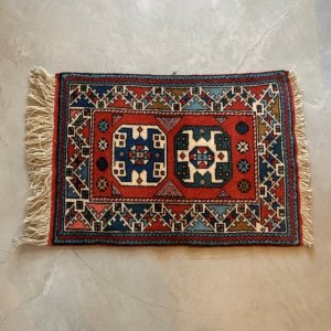 画像: 【60cm×82cm】デッドストック トルコ トライバルラグ ウールカーペット 総柄■インテリア マット エスニック 中東 絨毯 未使用 No.1