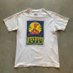 画像: 【M/L】90s USA製 Hanes ホテル プリントTシャツ 白■ビンテージ オールド アメリカ古着 ヘインズ コットン シングルステッチ アート