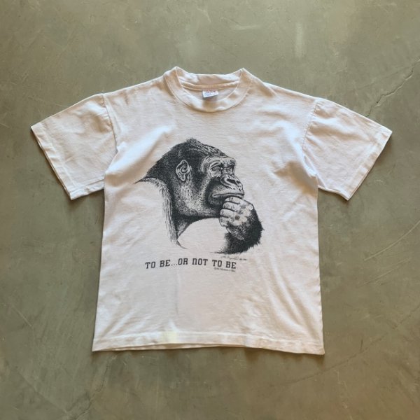 画像1: 【XS or Ladies】90s USA製 Human-i-Tees ゴリラ プリントTシャツ 白■ビンテージ オールド アメリカ古着 Anvil アンビル コットン (1)