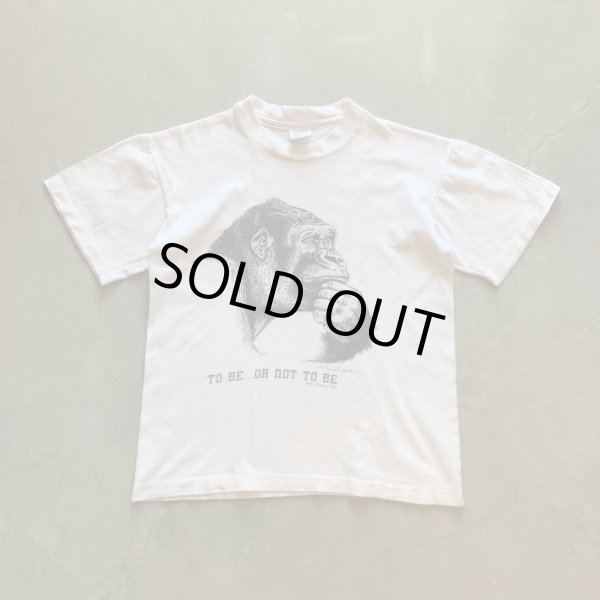 画像1: 【XS or Ladies】90s USA製 Human-i-Tees ゴリラ プリントTシャツ 白■ビンテージ オールド アメリカ古着 Anvil アンビル コットン (1)
