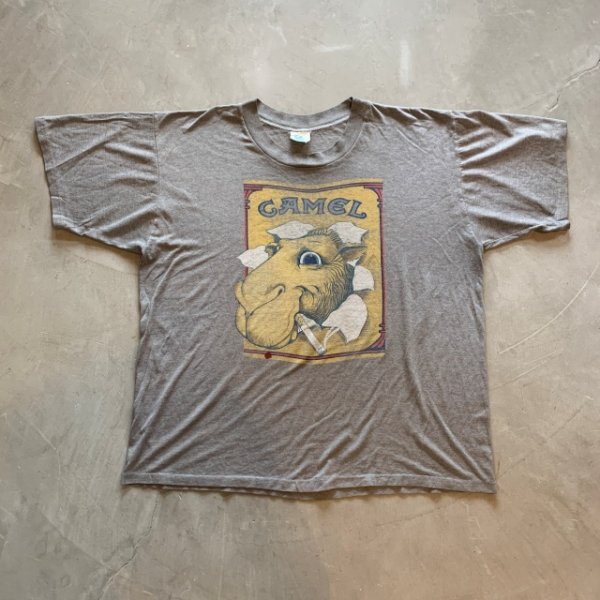 画像1: 【XL】80s USA製 CAMEL キャメル プリントTシャツ グレー■ビンテージ オールド アメリカ古着 Cal Cru シングルステッチ タバコ 煙草 (1)