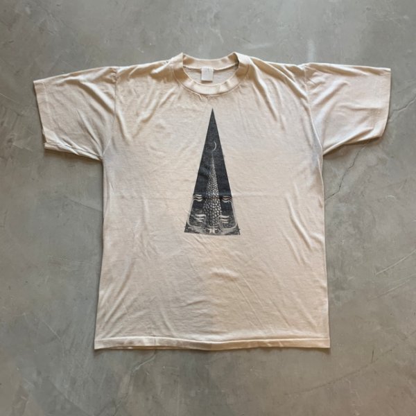 画像1: 【M/L】80s USA製 PYRAMID ピラミッドカフェ プリントTシャツ べージュ■ビンテージ オールド アメリカ古着 シングル 三日月 アート (1)