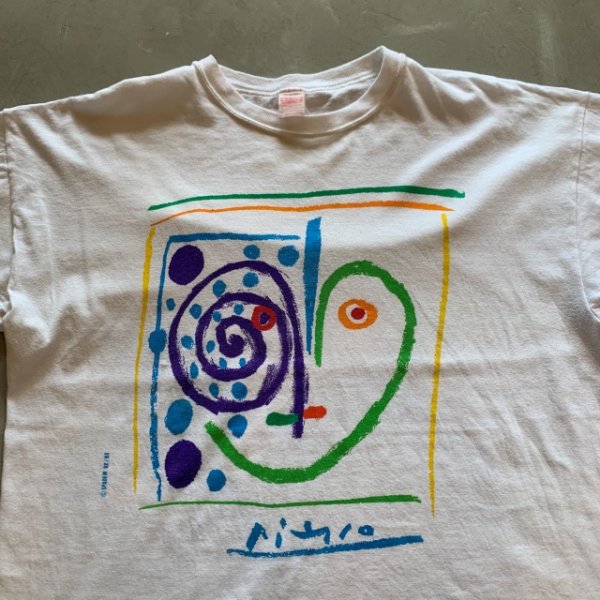 画像2: 【L/XL】スペイン製 90s Picaso プリントTシャツ 白■ビンテージ オールド ヨーロッパ古着 ユーロ オールコットン アート ピカソ SPADEM (2)