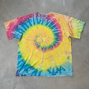 画像: 【XL】2000s GILDAN タイダイTシャツ 黄色 渦巻■ビンテージ オールド アメリカ古着 ギルダン コットン サイケデリック ヒッピー