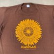 画像2: 【L/XL】80s USA製 JERZEES ヒマワリ プリントTシャツ ブラウン 茶色■ビンテージ オールド アメリカ古着 ラッセル 花柄 アート (2)