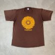 画像1: 【L/XL】80s USA製 JERZEES ヒマワリ プリントTシャツ ブラウン 茶色■ビンテージ オールド アメリカ古着 ラッセル 花柄 アート (1)