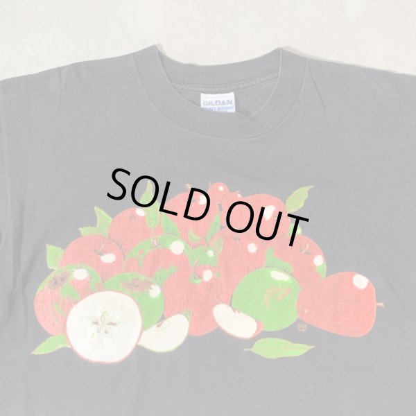 画像2: 【L】90s カナダ製 GILDAN リンゴ プリントTシャツ ブラック 黒■ビンテージ オールド アメリカ古着 ギルダン オールコットン (2)