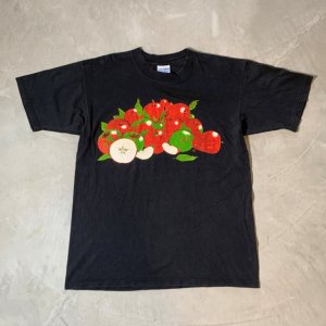 画像: 【L】90s カナダ製 GILDAN リンゴ プリントTシャツ ブラック 黒■ビンテージ オールド アメリカ古着 ギルダン オールコットン