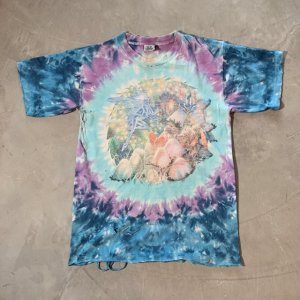 画像: 【M】ボロ 90s-2000s USA製 LIQUID BLUE プリントTシャツ タイダイ■ビンテージ アメリカ古着 リキッドブルー コットン サイケ 妖精