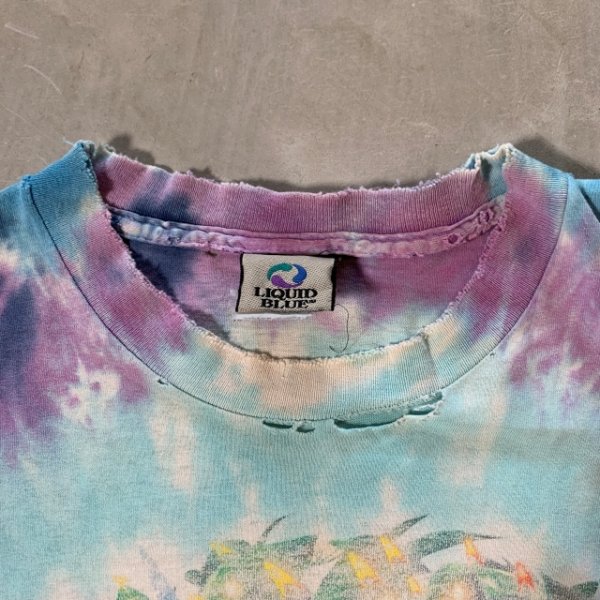 画像2: 【M】ボロ 90s-2000s USA製 LIQUID BLUE プリントTシャツ タイダイ■ビンテージ アメリカ古着 リキッドブルー コットン サイケ 妖精 (2)