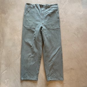 画像: 【W40】スイス軍 グリーンデニム ワーク オーバーパンツ■ビンテージ オールド ヨーロッパ古着 ユーロミリタリー ベイカーパンツ No.4