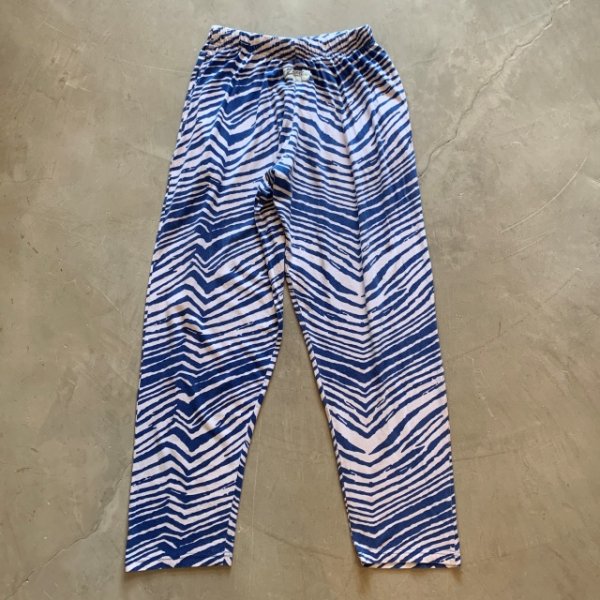 画像1: 【Free W26〜W36】ZUBAZ ウエストゴム イージーパンツ タイガーストライプ ゼブラ 総柄 白青■ビンテージ アメリカ古着 90s ズバズ No.6 (1)