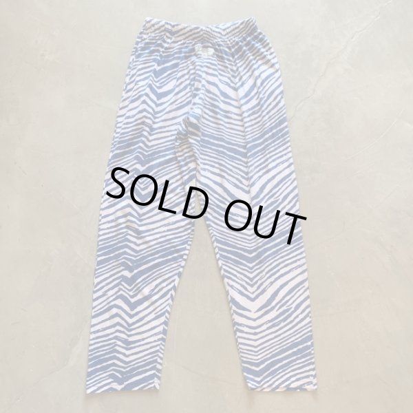 画像1: 【Free W26〜W36】ZUBAZ ウエストゴム イージーパンツ タイガーストライプ ゼブラ 総柄 白青■ビンテージ アメリカ古着 90s ズバズ No.6 (1)