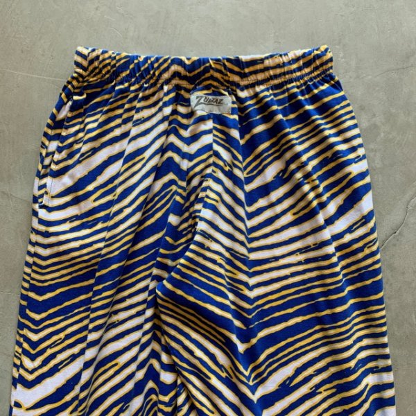 画像2: 【Free W28〜W38】ZUBAZ ウエストゴム イージーパンツ タイガーストライプ 総柄 白青黄■ビンテージ アメリカ古着 90s ズバズ No.7 (2)