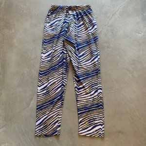 画像: 【Free W28〜W38】ZUBAZ ウエストゴム イージーパンツ タイガーストライプ 総柄 白青黄■ビンテージ アメリカ古着 90s ズバズ No.7