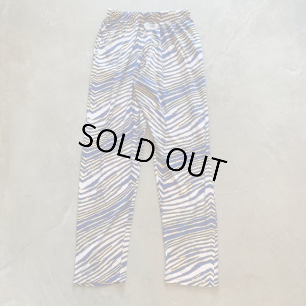 画像1: 【Free W28〜W38】ZUBAZ ウエストゴム イージーパンツ タイガーストライプ 総柄 白青黄■ビンテージ アメリカ古着 90s ズバズ No.7 (1)
