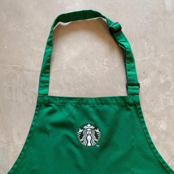 画像2: 【77cm×72cm】USA STARBUCKS COFFE スターバックス エプロン 緑■アメリカ古着 前掛け ワーク スタバ コーヒー 刺繍 (2)