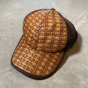 画像: 【Free】UNKNOWN 編み込み メッシュキャップ ブラウン 茶色■ビンテージ オールド アメリカ古着 帽子 80s/90s スナップバック アクリル
