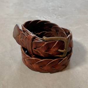 画像: 【W30〜W34】USA製 編み込みレザーベルト ブラウン 茶色■ビンテージ オールド アメリカ古着 革 メッシュ