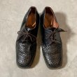 画像1: 【26.0cm】GARANTI メッシュレザーシューズ ブラック 黒■ビンテージ オールド ヨーロッパ古着 ユーロ 革靴 スクエアトゥ (1)