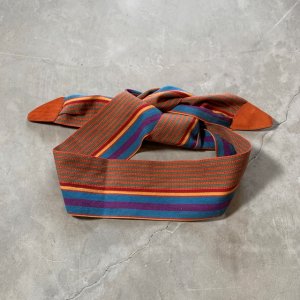 画像: 【Ladies Free】Leather Shop ウエストベルト ボーダー■ビンテージ オールド アメリカ古着 レディース 腰巻き ワンピース用