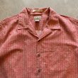 画像2: 【M/L】LL BEAN コットン オープンカラー 半袖シャツ 赤系 総柄 小紋柄■ビンテージ オールド アメリカ古着 開襟 エルエルビーン 2000s (2)