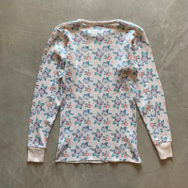 画像5: 【Ladies】UNKNOWN 長袖サーマルシャツ 白ベース 花柄■ビンテージ オールド レトロ アメリカ古着 レディース 総柄 ロンT No.6 (5)