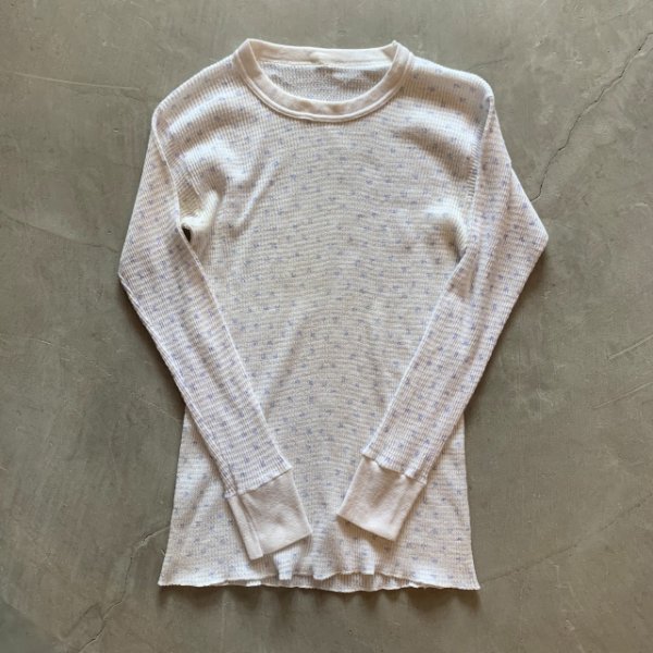 画像3: 【Ladies】UNKNOWN 長袖サーマルシャツ 白青 小花柄■ビンテージ オールド レトロ アメリカ古着 レディース 総柄 ロンT No.8 (3)