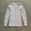 画像1: 【Ladies】80s UNKNOWN 長袖サーマルシャツ 白ベース 花柄■ビンテージ オールド レトロ アメリカ古着 レディース 総柄 ロンT No.4 (1)