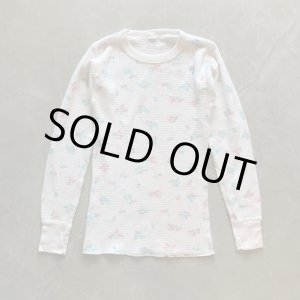画像: 【Ladies】80s UNKNOWN 長袖サーマルシャツ 白ベース 花柄■ビンテージ オールド レトロ アメリカ古着 レディース 総柄 ロンT No.4