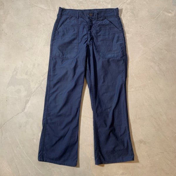 画像1: 【W32-W33】70s USN ユーティリティ フレア トラウザーズパンツ ネイビー 紺■ビンテージ アメリカ古着 米軍 ベイカーパンツ ミリタリー (1)