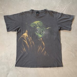 画像: 【L/XL】90s USA製 スターウォーズ ヨーダ プリントTシャツ 黒フェード ブラック■ビンテージ オールド アメリカ古着 コットン 墨黒