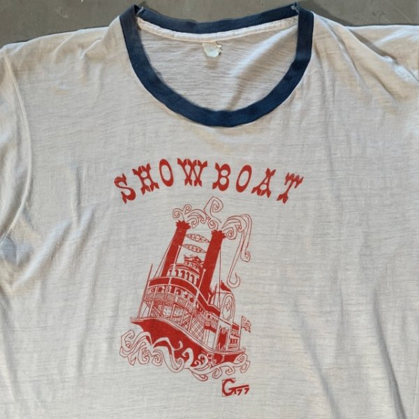 画像2: 【L】70s USA製 SHOW BOAT 船 プリント リンガーTシャツ 白■ビンテージ オールド アメリカ古着 USA製 マリン セーラー (2)