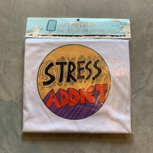 画像: 【M/L】デッドストック 90s USA製「Stress Addict」ストレス中毒者 プリントTシャツ 白■ビンテージ アメリカ古着 シングルステッチ