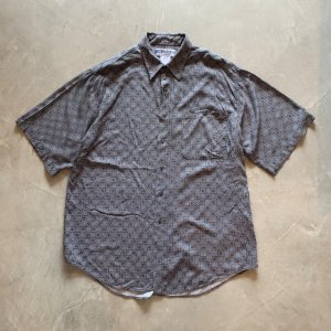 画像: 【L/XL】90s UNTIED 半袖レーヨンシャツ 総柄■ビンテージ オールド アメリカ古着 アート 小紋柄 手裏剣 和柄