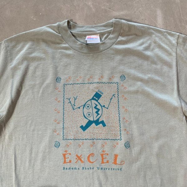 画像2: 【L】90s Hanes プリントTシャツ グレー系 アースカラー■ビンテージ オールド アメリカ古着 アート コットン ヘインズ EXCEL エクセル (2)