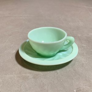 画像: 【3.8cm】DULCINE ミルクガラス デミタスカップ＆ソーサー■ビンテージ アンティーク フランス雑貨 ブロカント ジェダイ コーヒー No.1