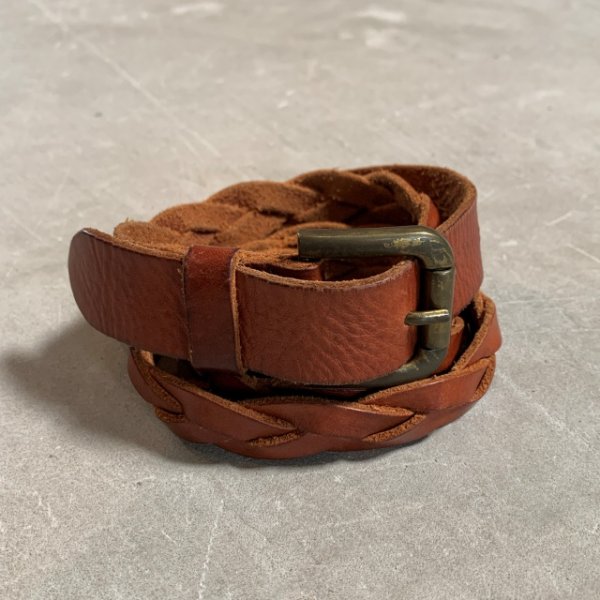 画像1: 【W34〜W38】Eddie Bauer メッシュ レザーベルト 茶色■ビンテージ オールド アメリカ古着 エディーバウアー フリーサイズ No.8 (1)