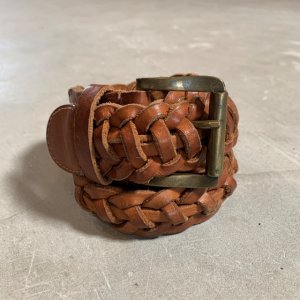 画像: 【Free 〜W38 104cm】UNKNOWN メッシュ レザーベルト 茶色■ビンテージ オールド アメリカ古着 フリーサイズ No.7