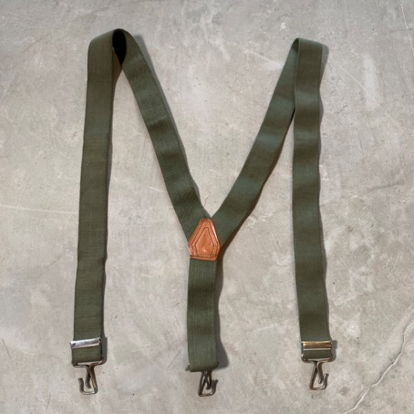 画像1: 【Free】70s オランダ軍 Y型 サスペンダー■ビンテージ オールド アメリカ古着 レザー×ゴム フリーサイズ ミリタリー No.2 (1)