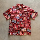 画像: 【S/M】USA製 PARADISE BAY コットン 半袖アロハシャツ 赤 総柄■ビンテージ オールド アメリカ古着 花柄 ハイビスカス ハワイ