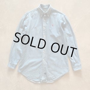 画像: 【S/M】90s POLO COUNTRY 長袖デニムシャツ 青■ビンテージ オールド アメリカ古着 ポロカントリー ラルフローレン ボタンダウン