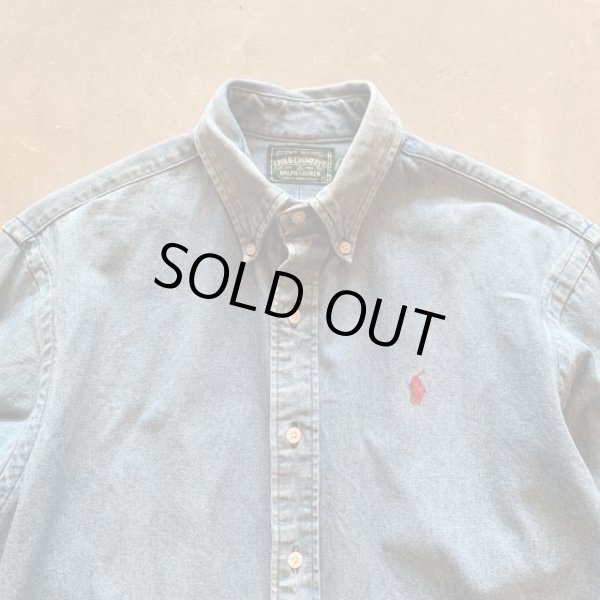 画像2: 【S/M】90s POLO COUNTRY 長袖デニムシャツ 青■ビンテージ オールド アメリカ古着 ポロカントリー ラルフローレン ボタンダウン (2)