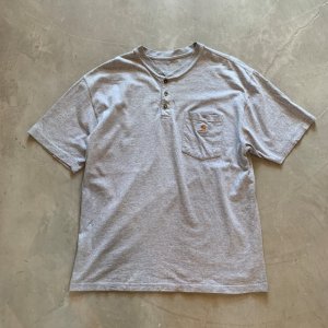 画像: 【L/XL】carhartt ヘンリーネックTシャツ ライトグレー■アメリカ古着 カーハート ビッグサイズ