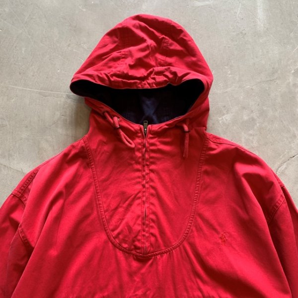 画像2: 【M(L/XL相当)】Polo Ralph Lauren アノラックパーカー ジャケット 赤無地■ビンテージ オールド レトロ アメリカ古着 コットン (2)