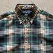 画像2: 【S/M】Ralph Lauren ボタンダウン 長袖シャツ 緑タータンチェック■ビンテージ オールド アメリカ古着 ポロ ラルフローレン (2)