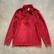 画像1: 【M/L】70s USA製 ELLMAR パイル地 長袖ポロシャツ えんじ 赤系■ビンテージ オールド レトロ アメリカ古着 ロンT 80s (1)